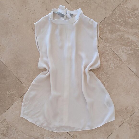 Vince Tops - Vince. Silk Sheer Sz M Blouse Halter Top Sleeveless White Casual Lightweight